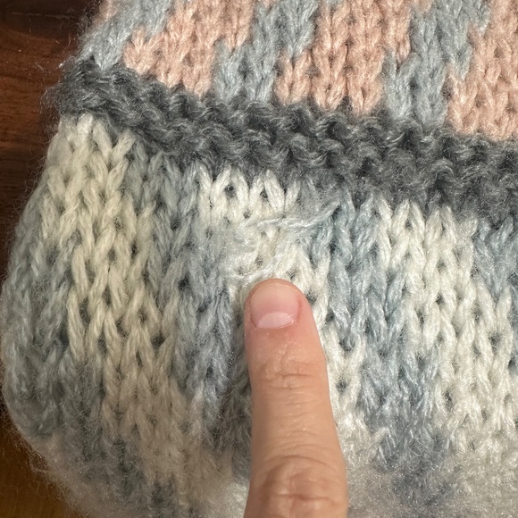 Vintage Handknit Grannycore Pink & Grey Chunky Cardigan Sz Medium - Picture 9 of 10